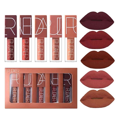 Picture of Pudaier 5pcs Waterproof Long Lasting Matte Liquid Lipstick Matte Lipstick Gloss Set Lipstick Set