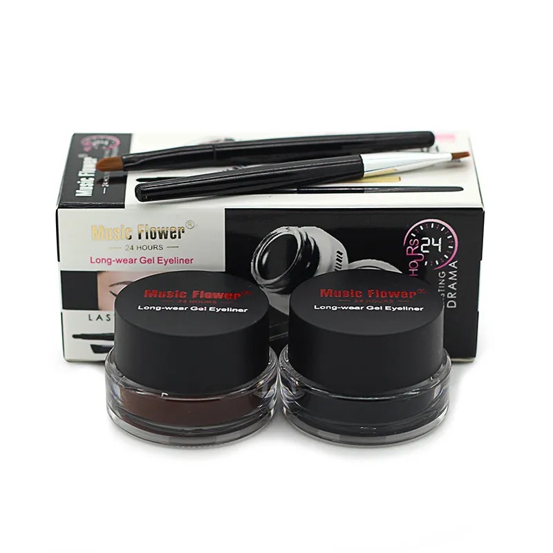 Picture of Music Flower 4 In 1 (Black & Brown) 2 Color Gel Eyeliner with 2 brush