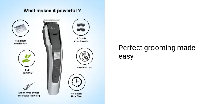 Picture of HTC AT-538 Rechargeable Hair and Beard Trimmer for Men