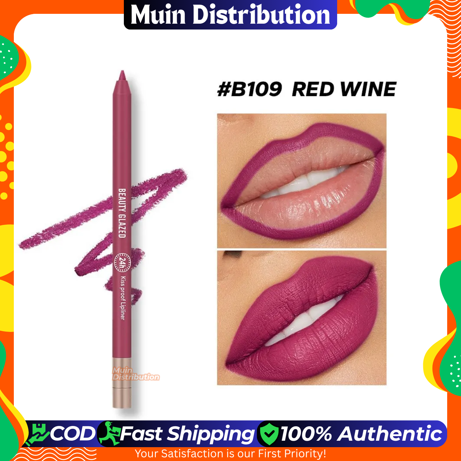 Picture of Beauty Glazed  Waterproof & Long Lasting Lip Liner - #B109 (Red Wine)