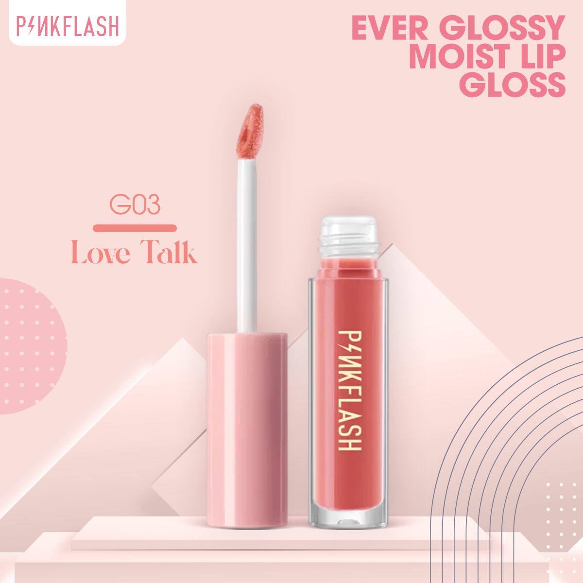 Picture of PinkFlash Lip Gloss #G03 Love Talk (Bright coral red) Ever Glossy Moist Lip Gloss - 2.3g
