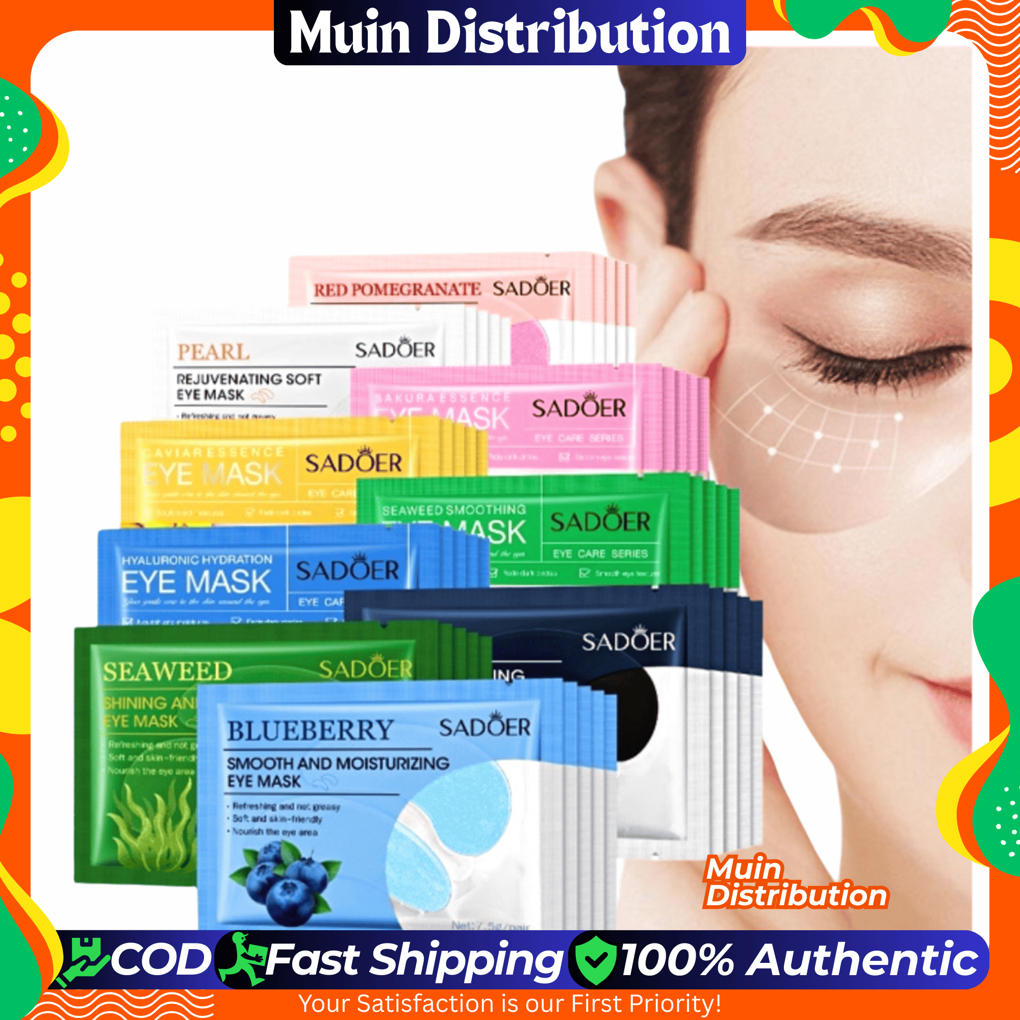 Picture of SADOER Eye Mask Facial Moisturizing Eye Mask Brightening Soothing Eye Face Skin Care Eye Mask