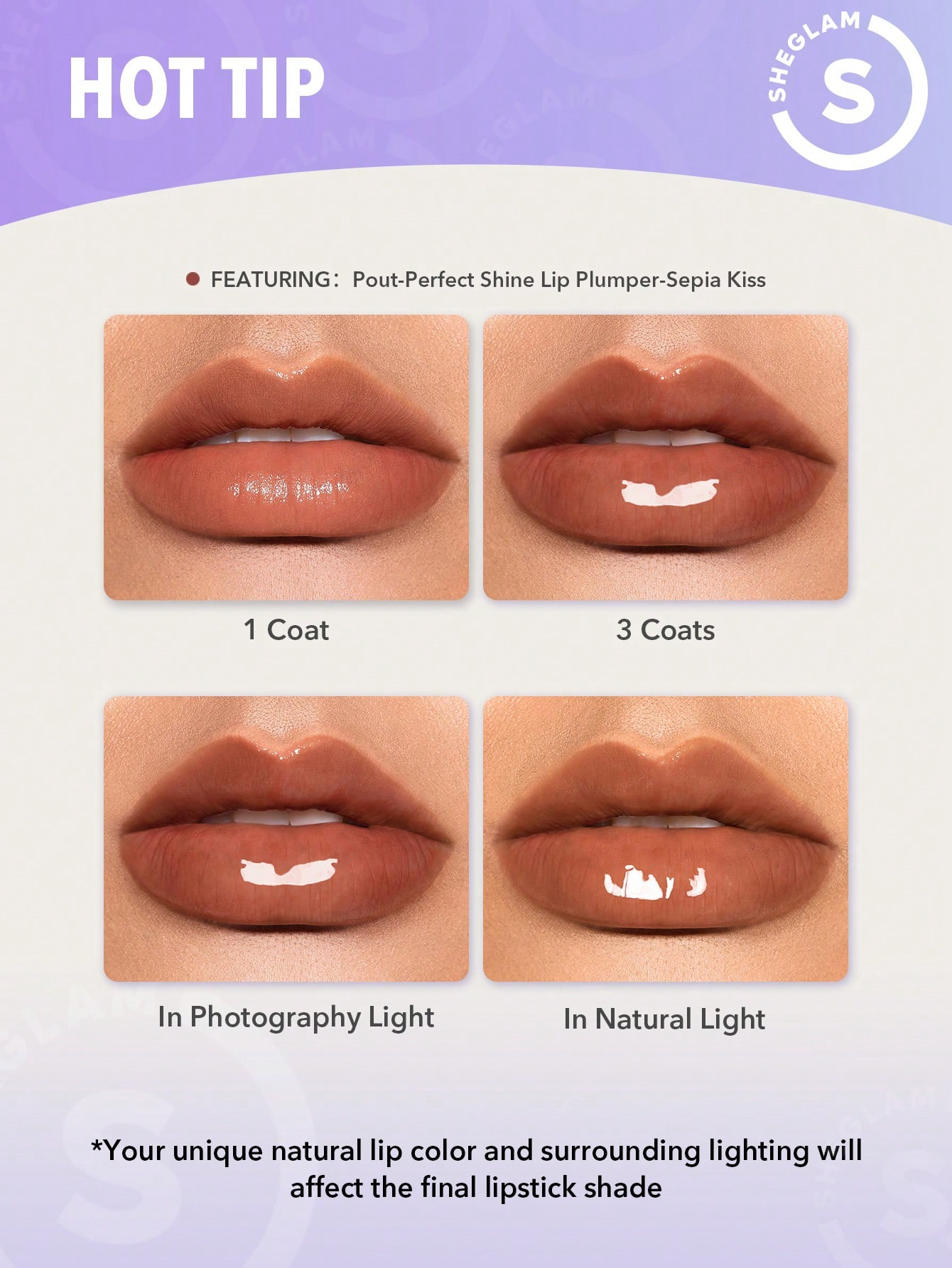 Picture of SHEGLAM Pout Perfect Moisturizing Solid Lip Gloss Non Sticky Lipstick with Coconut Oil - Pink Flamingo
