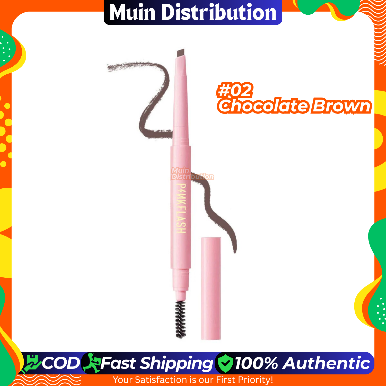 Picture of PinkFlash 2 in 1 Waterproof Auto Eyebrow Pencil - #02 (Chocolate Brown)