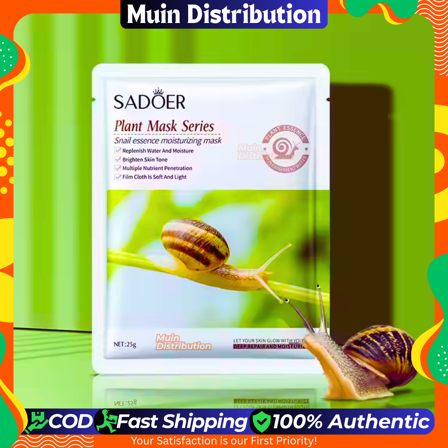 Picture of SADOER Snail Essence Moisturizing Face Sheet Mask