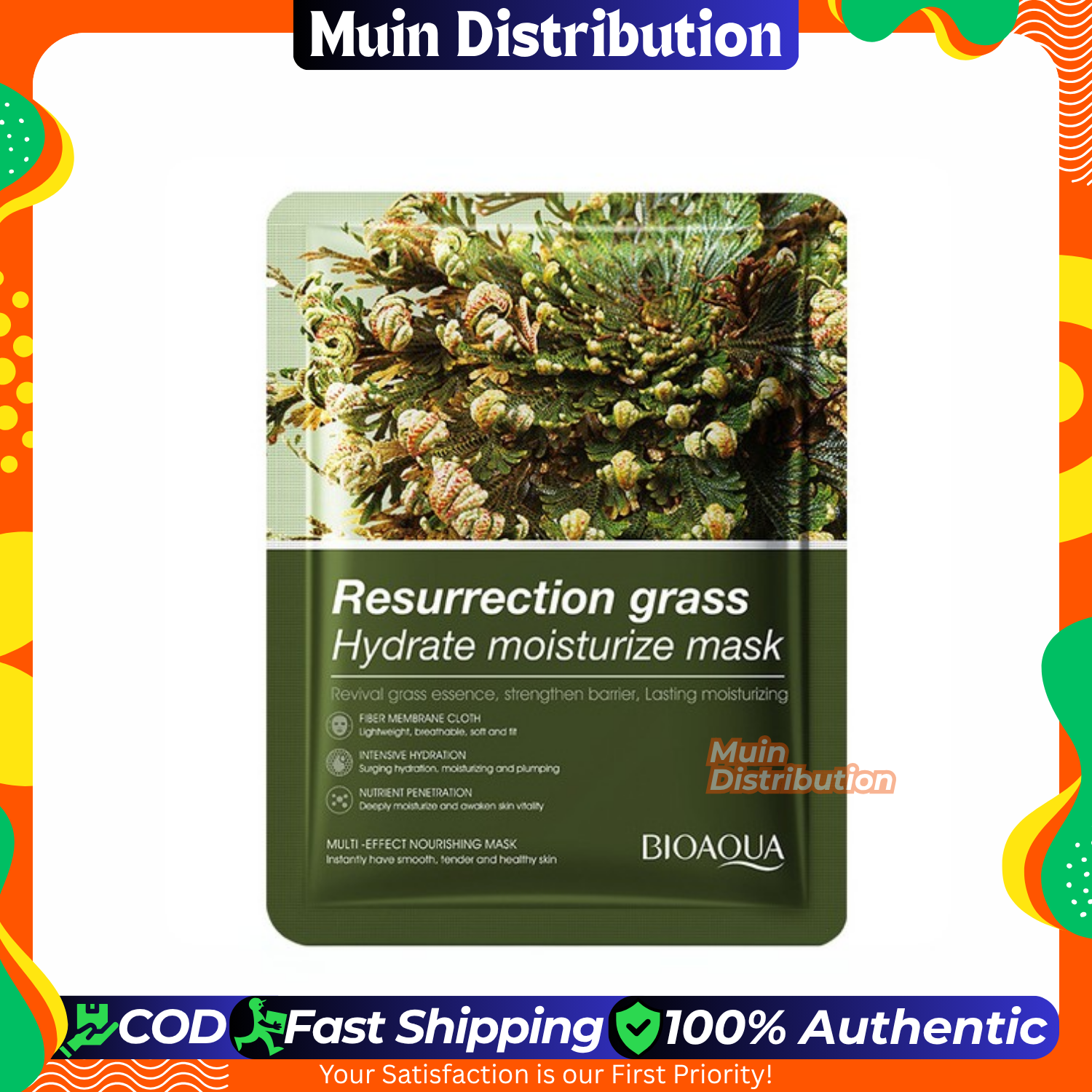 Picture of BIOAQUA Resurrection Grass Hydrate Moisturize Facial Mask Hydrating Moisturizing Mask - 1Pcs