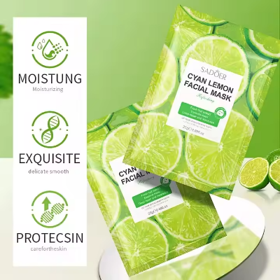 Picture of SADOER Cyan Lemon Facial Mask Deep Repair and Moisturizing Sheet Mask - 1Pcs
