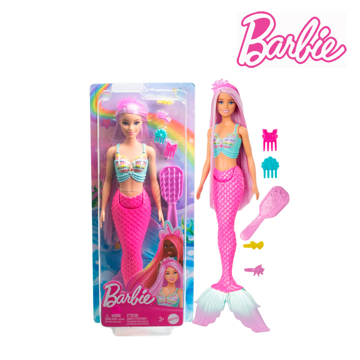 Picture of Barbie HRR00 Mermaid Doll With 7-inch-Long Fantasy Hair & Accessories, Ages 3+