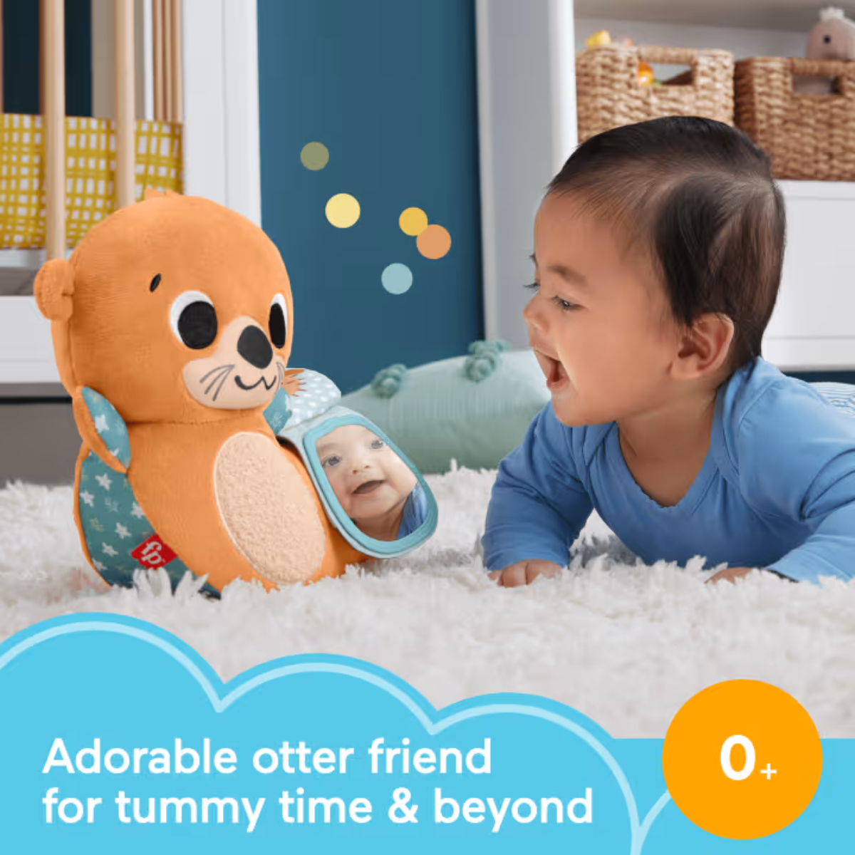 Picture of Fisher Price HXG96 2 In 1 Rockinâ€™ Tummy Time Otter Plush Toy With Soft Book