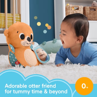 Picture of Fisher Price HXG96 2 In 1 Rockinâ€™ Tummy Time Otter Plush Toy With Soft Book