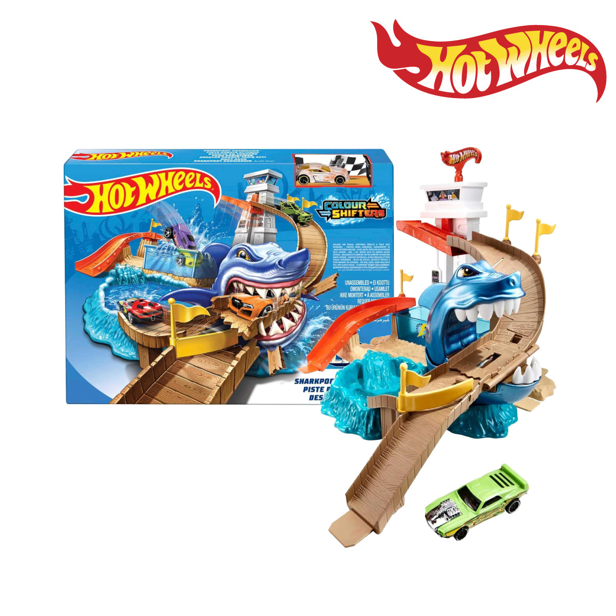 Picture of Hot Wheels BGK04 Color Shifters Sharkport Showdown (Damage Box), Ages 5+
