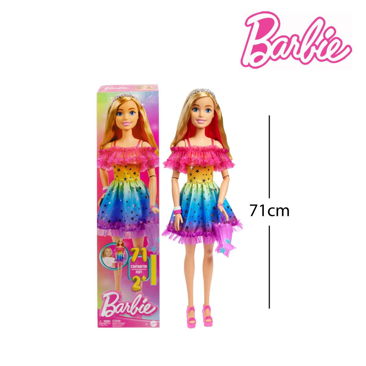 Picture of Barbie JCW45 Large 28 Inches Doll with Blond Hair And Rainbow Dress (Damaged Box)