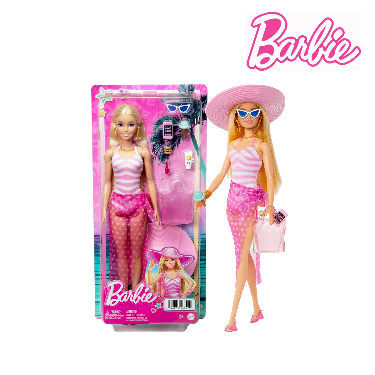 Picture of Barbie HPL73 Blonde Doll With Swimsuit And Beach-themed Accessories