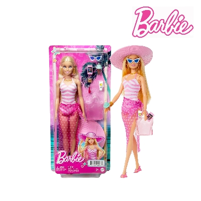 Picture of Barbie HPL73 Blonde Doll With Swimsuit And Beach-themed Accessories