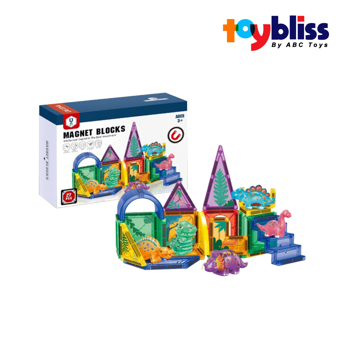 Picture of Toybliss Magnetic Dinosaur 27pcs Blocks (HD145A), Ages 3+