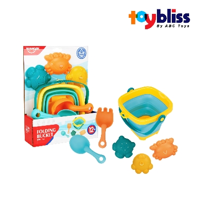 Picture of Toybliss Folding Bucket & Beach Toy Set (HE0258), Ages 1+