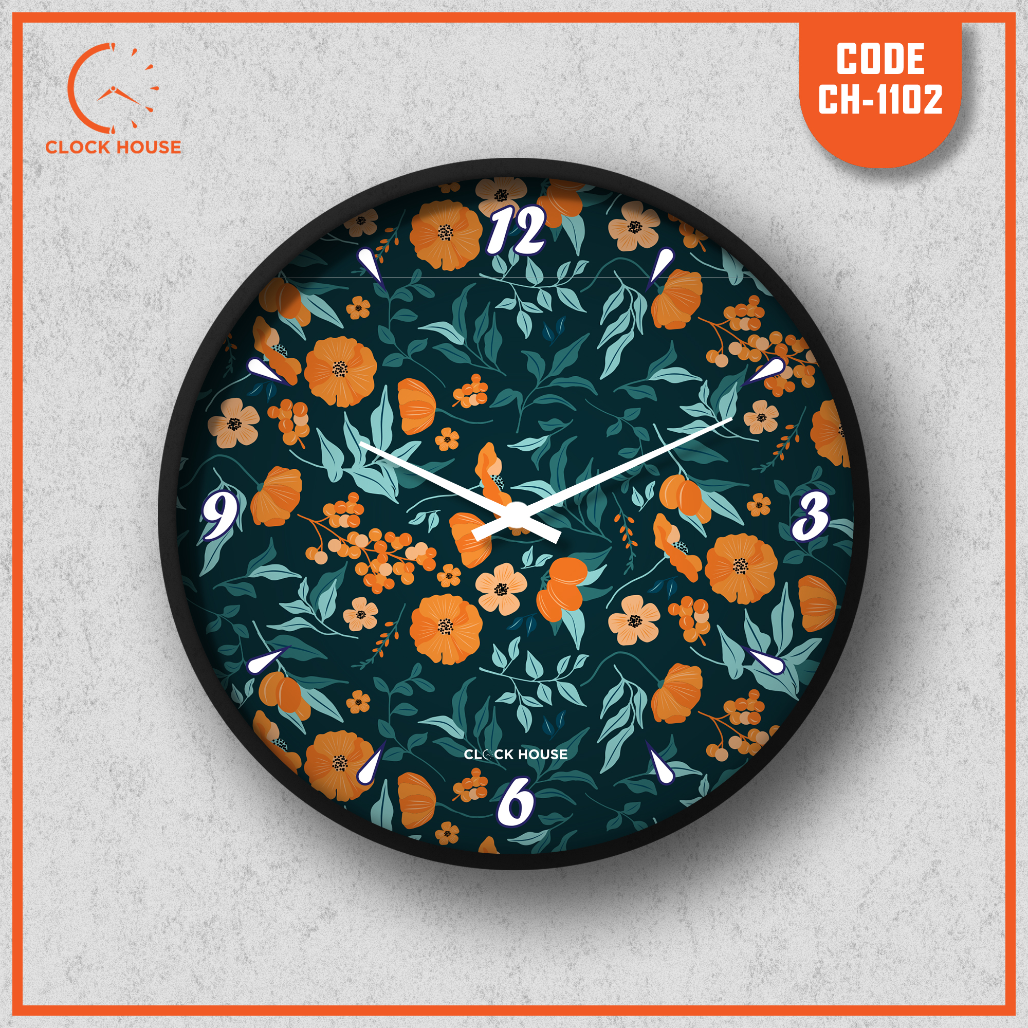 Picture of Clock House BD Floral Wall Clock Multicolor