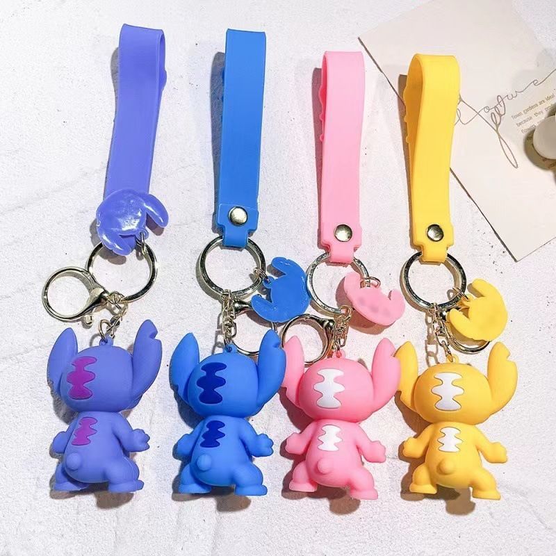 Picture of Stitch Keychain Pendant Keyring Bag Gift Rantai Kunci Kids Girls Boys - Lilo & Stich Keychain Kawaii Cute Large Soft Silicone Cartoon