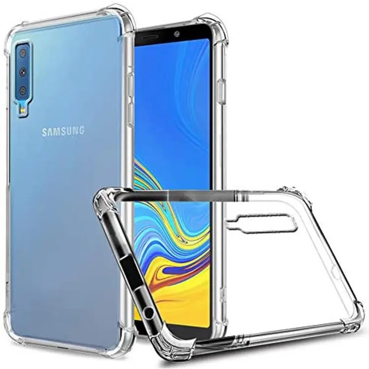 Picture of For Samsung Galaxy A7 2018 Flexible Clear Transparent Soft TPU Back Case Cover