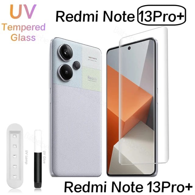 Picture of Xioami note 13 pro plus (A+ GRADE) Premium UV Tempered Glass Screen Protector Curved with Liquid Glue and UV Light -Transparent Clear