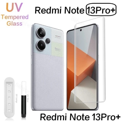 Picture of Xioami note 13 pro plus (A+ GRADE) Premium UV Tempered Glass Screen Protector Curved with Liquid Glue and UV Light -Transparent Clear
