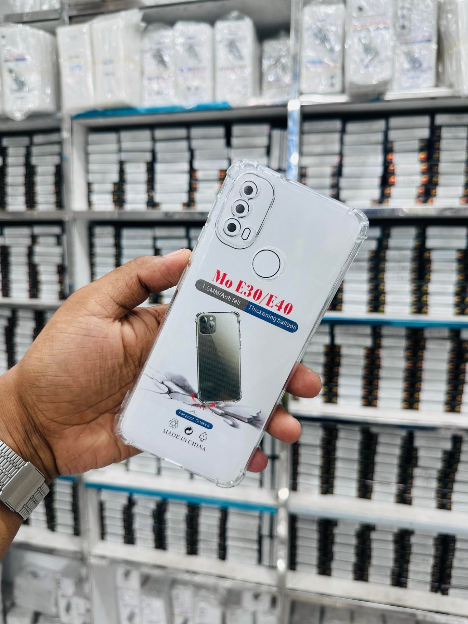 Picture of For Motorola  E30 E40 without finger  Luxury Crystal Clear Case Soft Silicone Shockproof Transparent Shell TPU Back Cover E30 E40