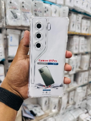 Picture of For Tecno Camon 40 Pro Silicone Airbag cover Shockproof Transparent Protective Clear Back Cover TPU Case