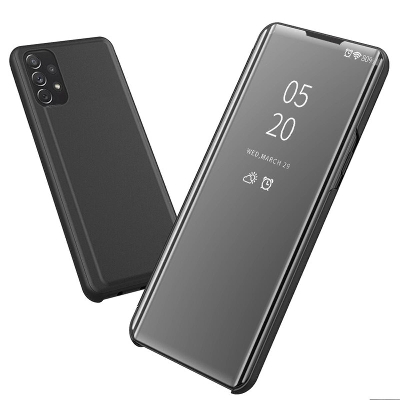 Picture of For Vivo X70 Pro 5G Flip Casing Luxury Plating Mirror Clamshell Flip Case Inner PU Leather Built-In Stand Clear View Flip Cover
