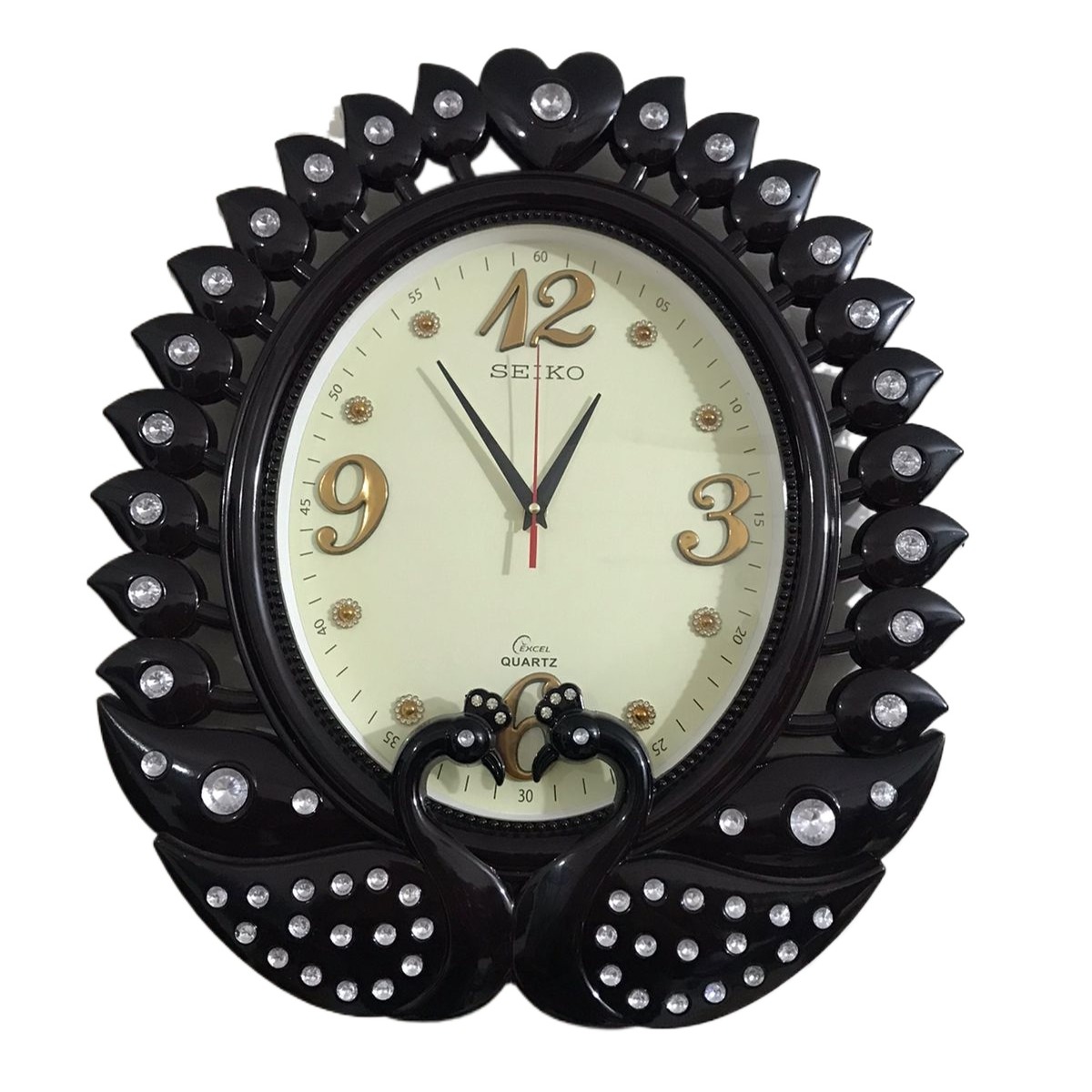 Picture of 45 CM Vintage Fiber Made Seiko Oval Shape Peacock Decorative Wall Clock