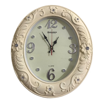 Picture of 48 CM Homestop Oval Shape Vintage Fiber Made Sharp Decorative Wall Clock - 48cm