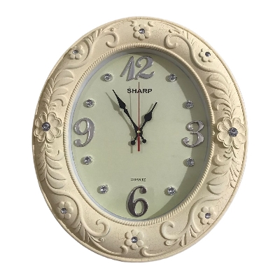 Picture of 48 CM Homestop Oval Shape Vintage Fiber Made Sharp Decorative Wall Clock - 48cm