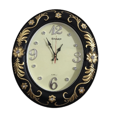 Picture of 48 CM Homestop Oval Shape Vintage Fiber Made Sharp Decorative Wall Clock - 48cm