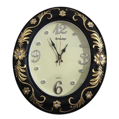 Picture of 48 CM Homestop Oval Shape Vintage Fiber Made Sharp Decorative Wall Clock - 48cm