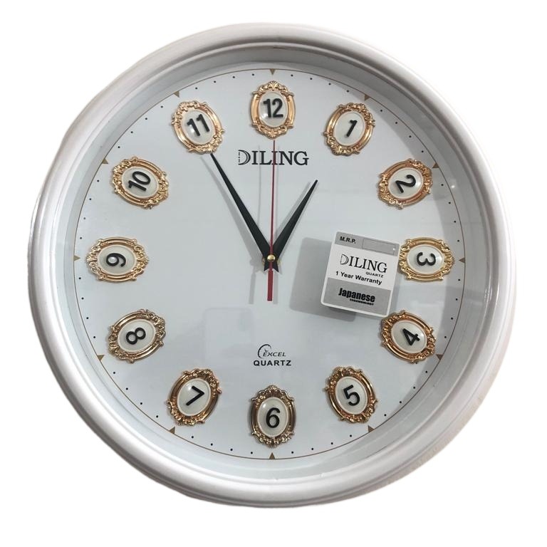 Picture of 39 CM Homestop Round Shape Vintage Fiber Made Sharp Decorative Wall Clock - 39cm (White)
