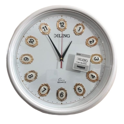 Picture of 39 CM Homestop Round Shape Vintage Fiber Made Sharp Decorative Wall Clock - 39cm (White)