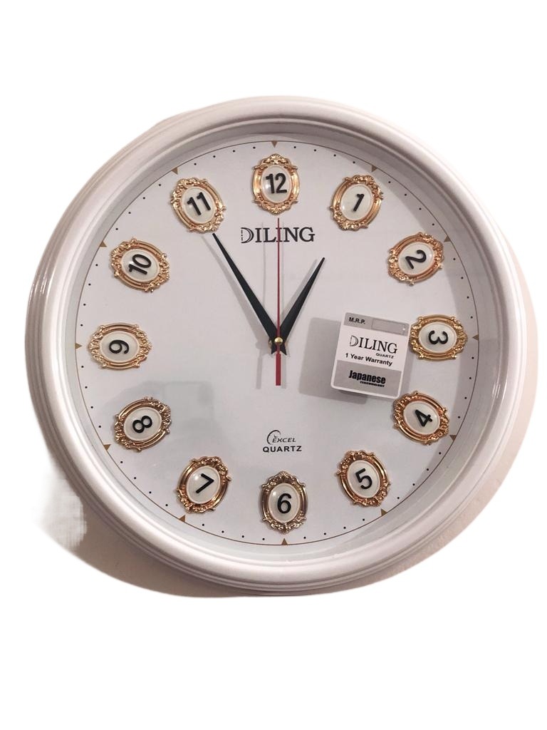 Picture of 39 CM Homestop Round Shape Vintage Fiber Made Sharp Decorative Wall Clock - 39cm (White)