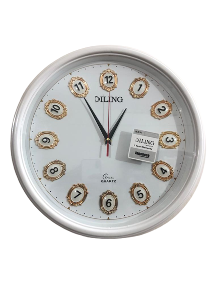 Picture of 39 CM Homestop Round Shape Vintage Fiber Made Sharp Decorative Wall Clock - 39cm (White)