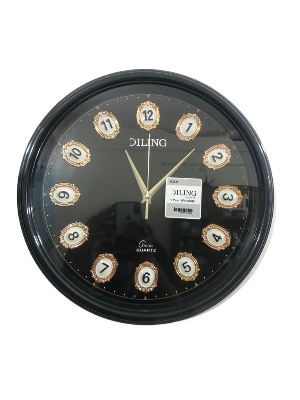 Picture of 39 CM Homestop Round Shape Vintage Fiber Made Sharp Decorative Wall Clock - 39cm (Black)