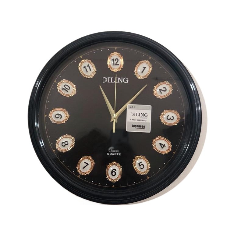 Picture of 39 CM Homestop Round Shape Vintage Fiber Made Sharp Decorative Wall Clock - 39cm (Black)