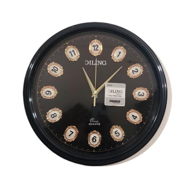 Picture of 39 CM Homestop Round Shape Vintage Fiber Made Sharp Decorative Wall Clock - 39cm (Black)