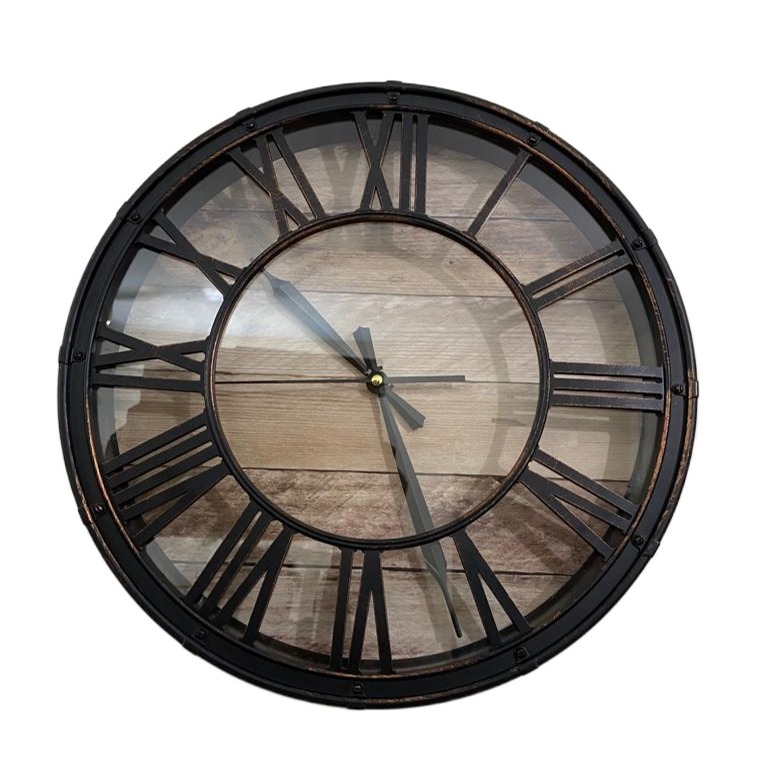 Picture of 37 CM Traditional Wall Clock Round Shape Vintage Roman Numeral Digit Fiber Made China Decorative Wall Clock - 37cm