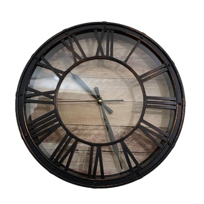 Picture of 37 CM Traditional Wall Clock Round Shape Vintage Roman Numeral Digit Fiber Made China Decorative Wall Clock - 37cm