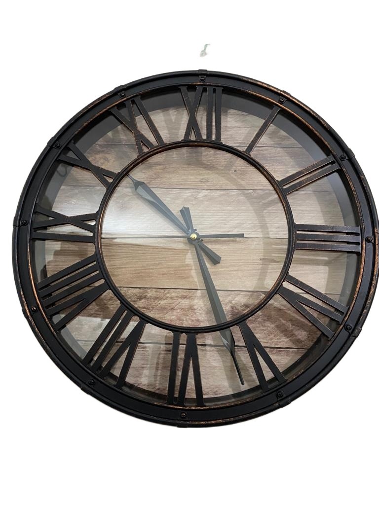 Picture of 37 CM Traditional Wall Clock Round Shape Vintage Roman Numeral Digit Fiber Made China Decorative Wall Clock - 37cm