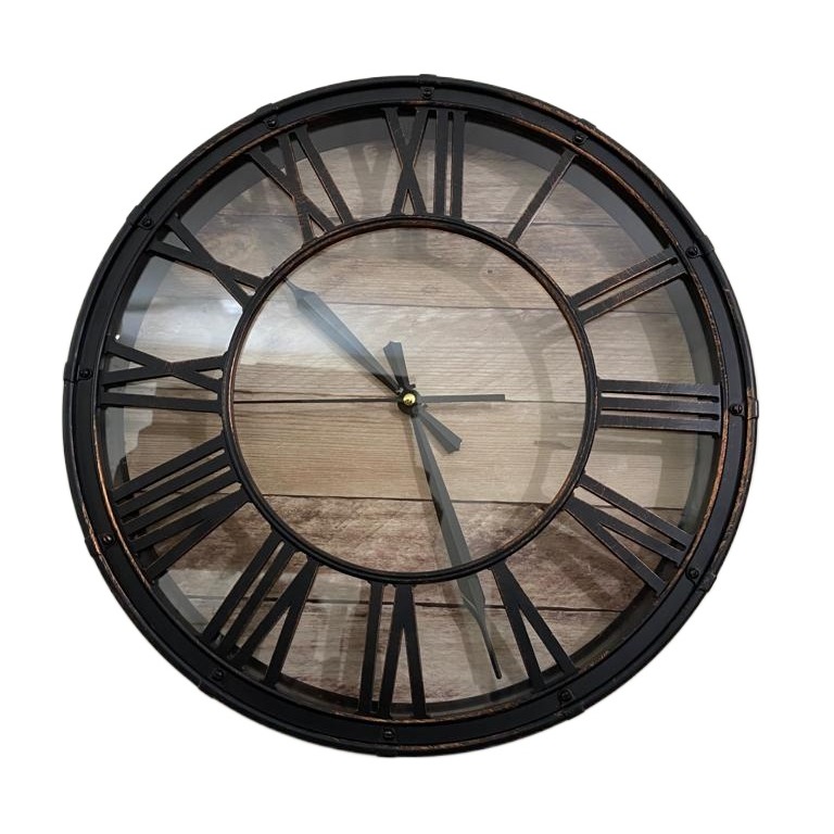 Picture of 37 CM Traditional Wall Clock Round Shape Vintage Roman Numeral Digit Fiber Made China Decorative Wall Clock - 37cm