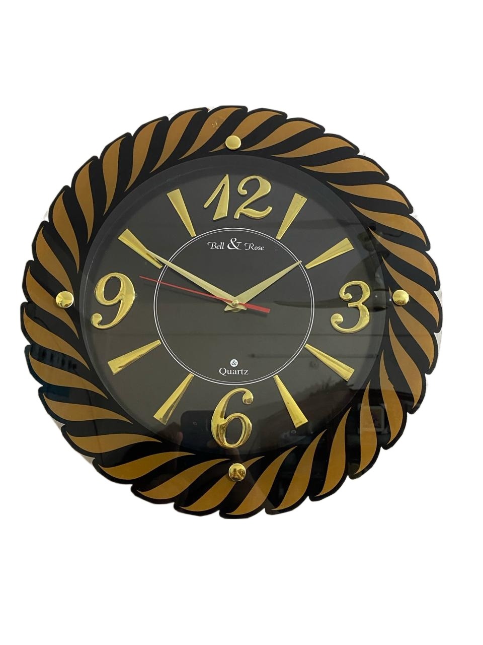Picture of 38 CM Bell & Rose Traditional Wall Clock Round Shape Vintage Fiber Made China Decorative Wall Clock
