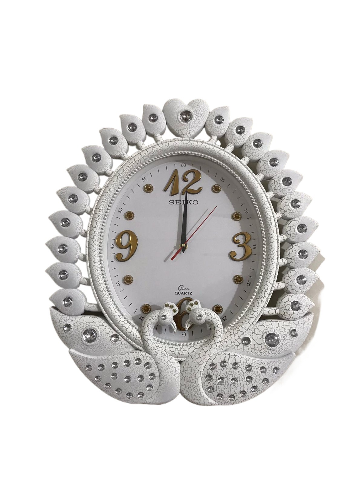 Picture of 45 CM Vintage Fiber Made Seiko Oval Shape Peacock Decorative Wall Clock