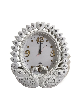 Picture of 45 CM Vintage Fiber Made Seiko Oval Shape Peacock Decorative Wall Clock