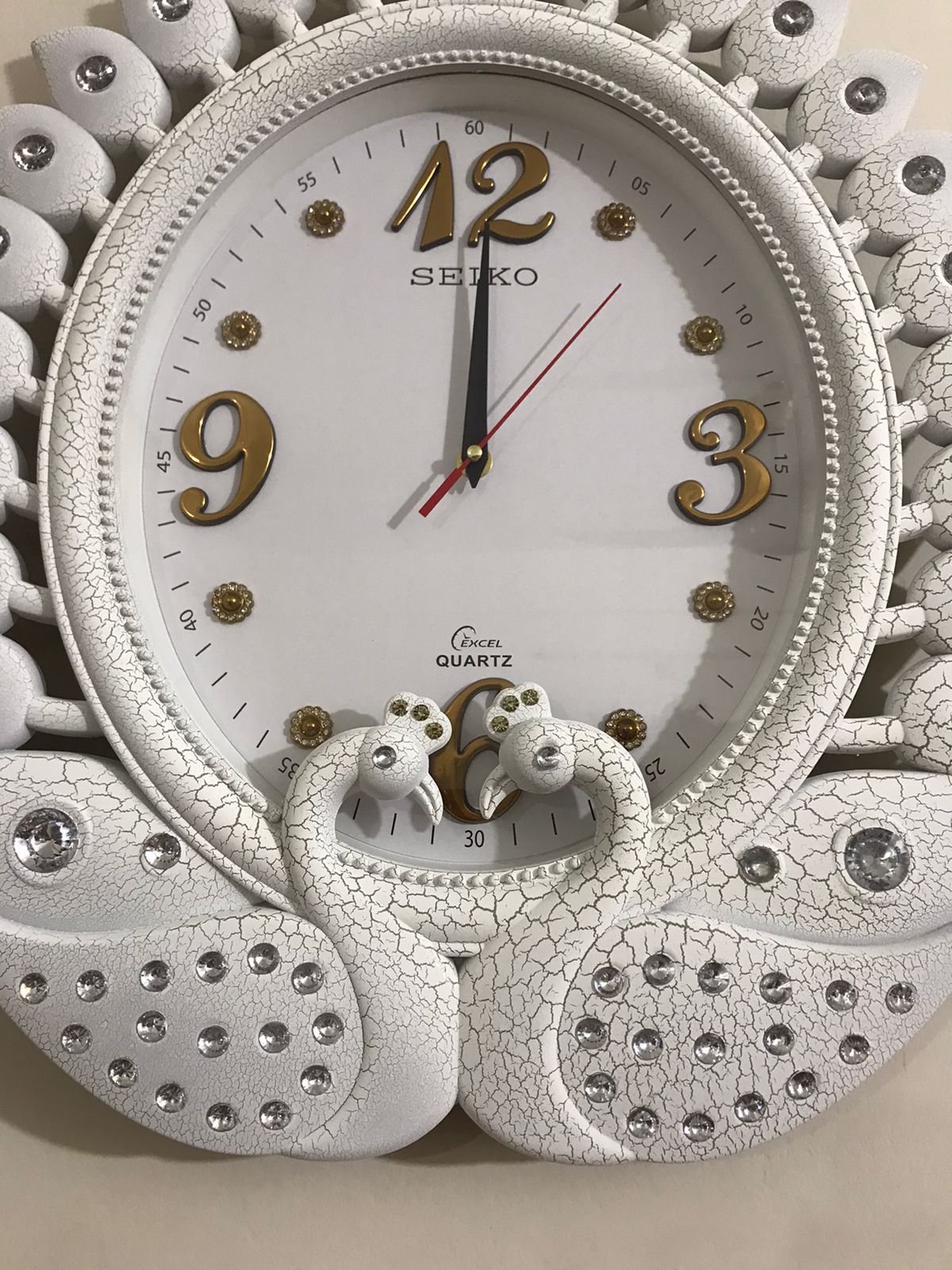 Picture of 45 CM Vintage Fiber Made Seiko Oval Shape Peacock Decorative Wall Clock