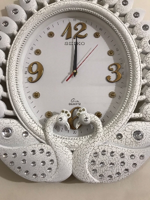 Picture of 45 CM Vintage Fiber Made Seiko Oval Shape Peacock Decorative Wall Clock