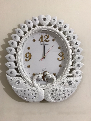 Picture of 45 CM Vintage Fiber Made Seiko Oval Shape Peacock Decorative Wall Clock